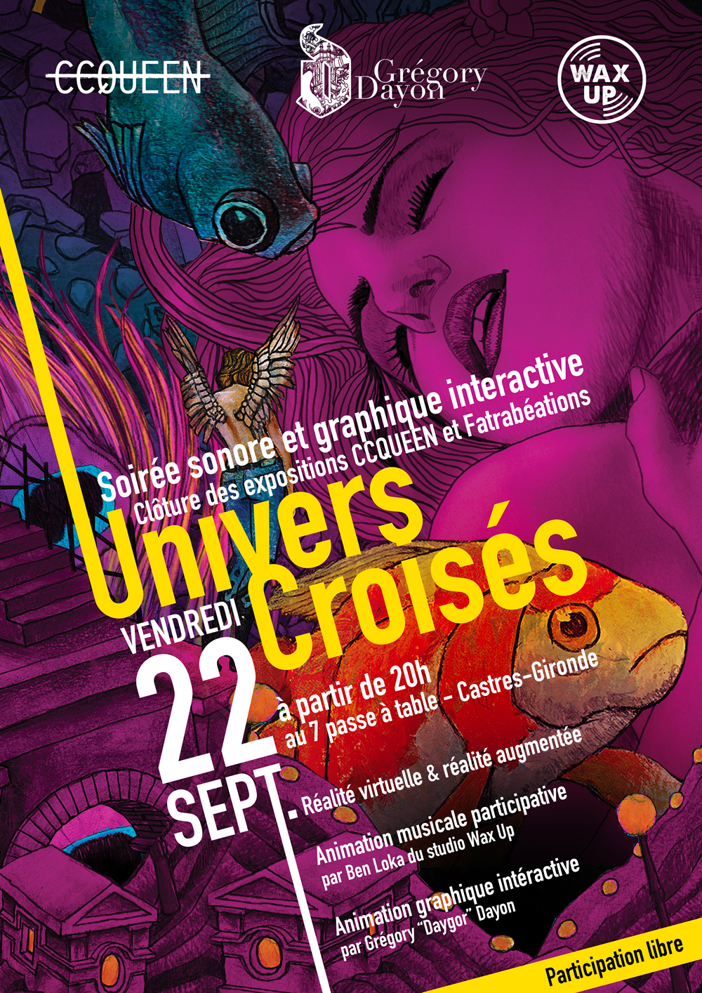 Affiche de la soirée Univers croisés : soirée sonore et graphique interactive