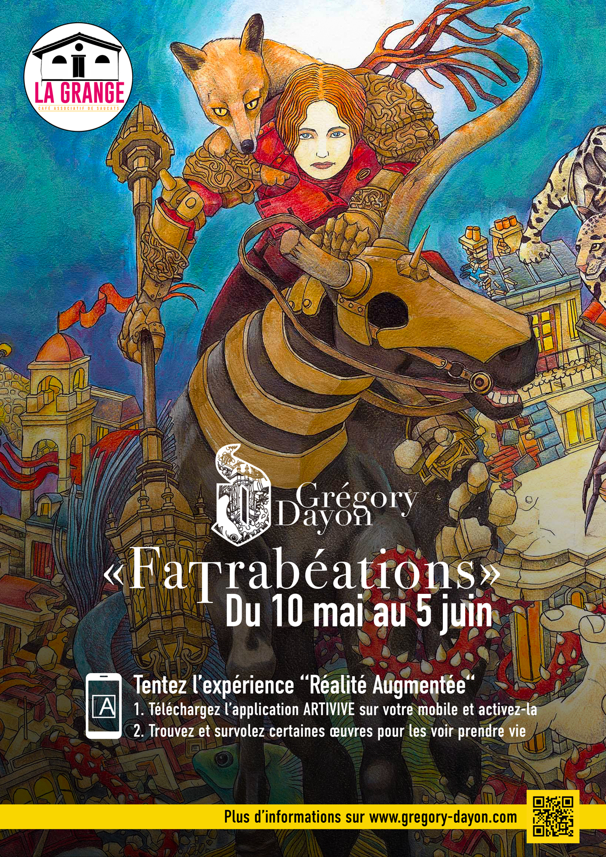 Affiche de l'exposition personnelle Fatrabéations, avec expérience de réalité augmentée