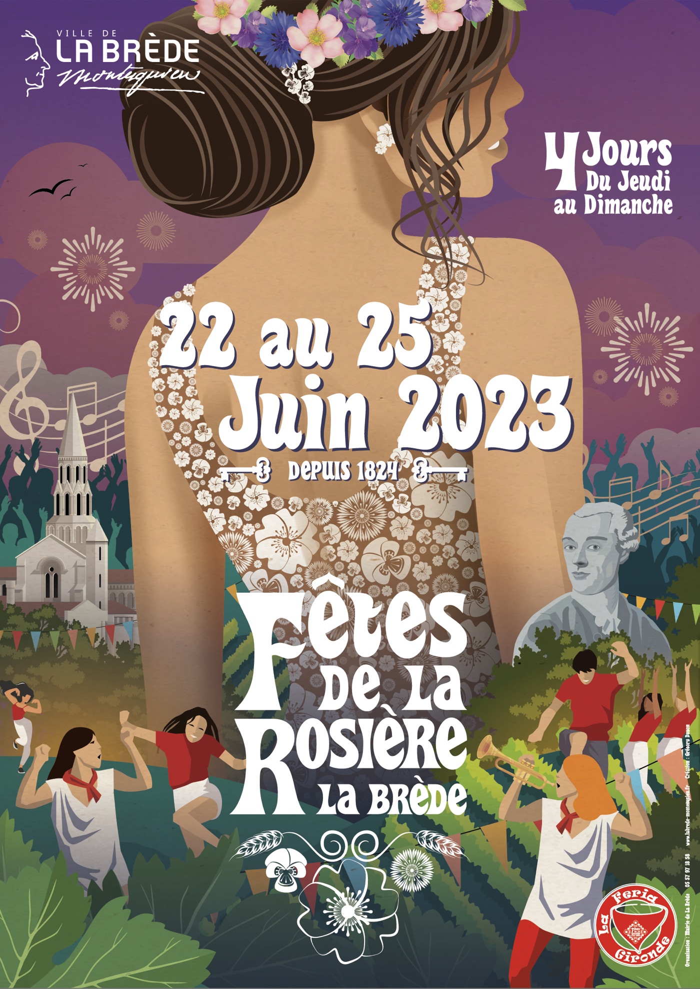 Affiche 2023 : la fête nocturne sous les feux d'artifice, dans le même langage vectoriel